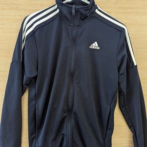 Adidas Tricot Mens Track Jacket Navy Blue Small Polyester Windbreaker Athletic